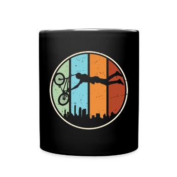 Urban Mountain Biking Silhouette - Full Colour Mug - black - Front