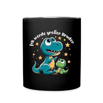 T-Rex Baby Dino Großer Bruder Dinobaby Geschenk - Tasse einfarbig - Schwarz - Vorne