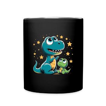 T-Rex Baby Dino Geschwister Dinobaby Geschenk - Tasse einfarbig - Schwarz - Vorne
