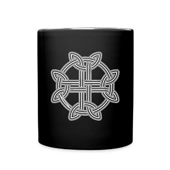 Keltisches Kreuz Knotendesign - Tasse einfarbig - Schwarz - Vorne