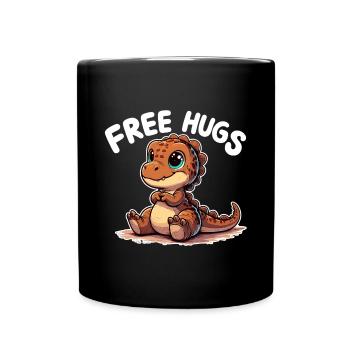 T-Rex süß Baby Dino Baby Umarmungen Geschenk - Tasse einfarbig - Schwarz - Vorne