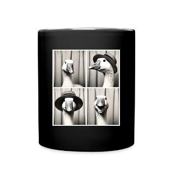 Boîte photo drôle d’oies - Conception d’oie noire et blanche - Mug uni - noir - Devant