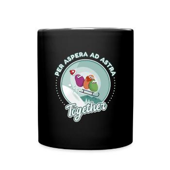 Snow sledging love drawing humor - Full Colour Mug - black - Front