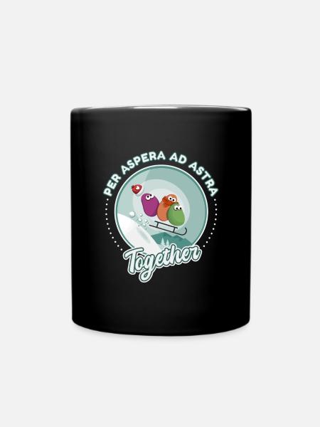 Schneeschlittenfahren, Liebeszeichnen, Humor - Tasse einfarbig - Schwarz