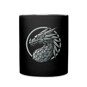 Blaue Polygone Drachenkopf - Tasse einfarbig - Schwarz - Vorne