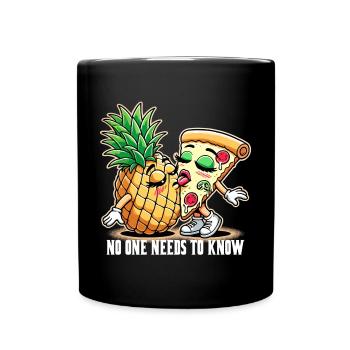 Pizza Hawaii French Kiss Love Drôle de cadeau - Mug uni - noir - Devant