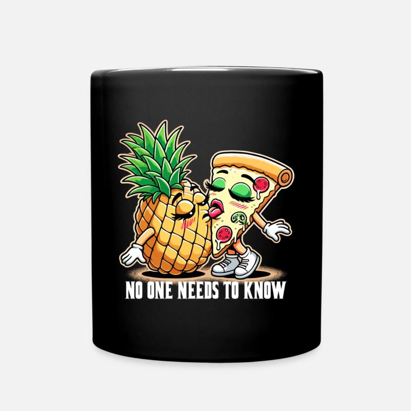 Pizza Hawaii Zungenkuss Liebe witzig Geschenk - Tasse einfarbig - Schwarz