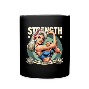 Stärke starke stolze Frau Blondine Bizeps Geschenk - Tasse einfarbig - Schwarz - Vorne