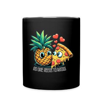 Pizza Hawaii French Kiss Love Drôle de cadeau - Mug uni - noir - Devant