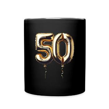 50 ans de ballon d’or feuille de ballon cadeau - Mug uni - noir - Devant