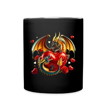 Heart Dragon in the Fire of Love - Full Colour Mug - black - Front