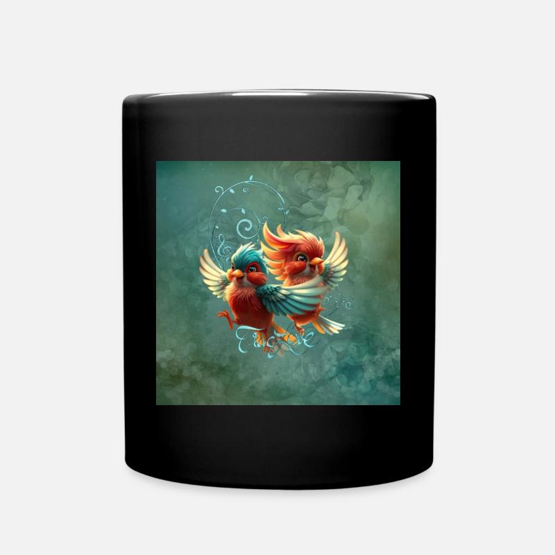 Mélodie d’amour d’oiseaux tendres. - Mug uni - noir
