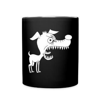 Kleiner weißer Hund und großes Maul - Tasse einfarbig - Schwarz - Vorne