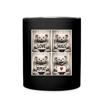 Teddy Bear – Love Hugs Repeat - Mug uni - noir - Devant