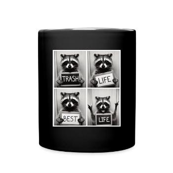 Raccoon – Trash Life Best Life - Full Colour Mug - black - Front