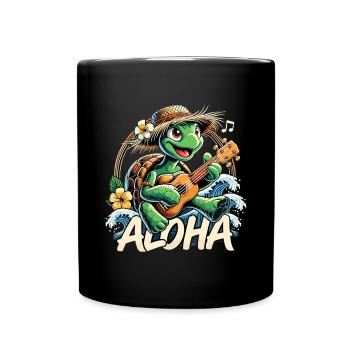 Aloha tortue ukulélé hawaï mer cadeau - Mug uni - noir - Devant