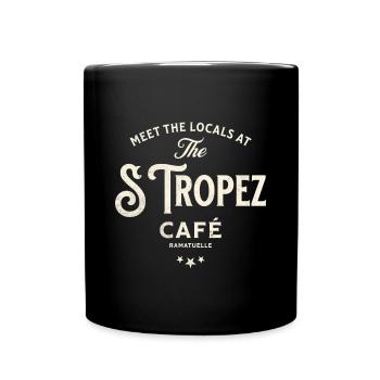 Vintage Typographic Design St Tropez Café - Full Colour Mug - black - Front