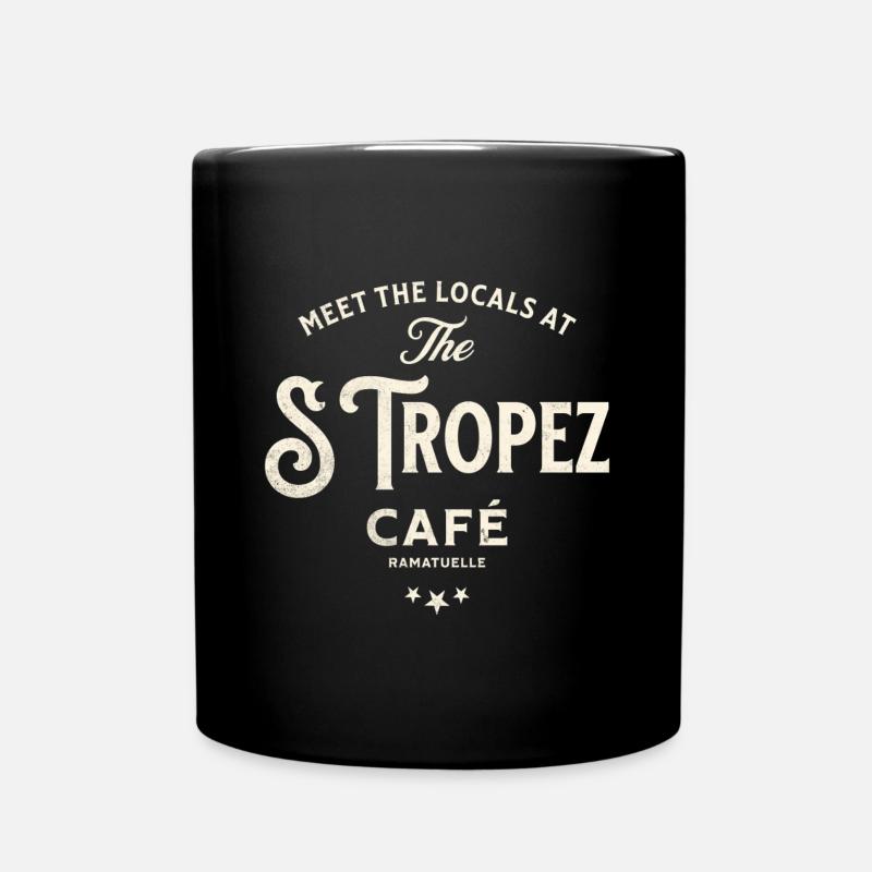Typografisches Vintage-Design St. Tropez Café - Tasse einfarbig - Schwarz