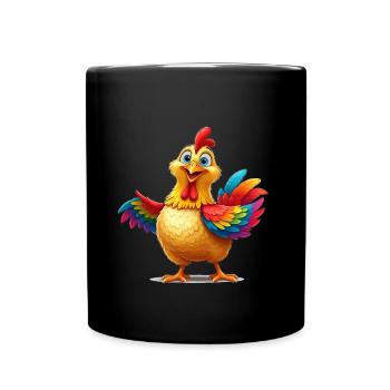 Illustration de poulet arc-en-ciel vibrant - Mug uni - noir - Devant