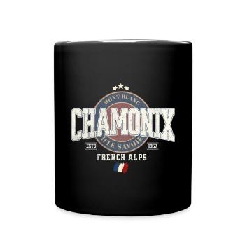 Mont Blanc Chamonix Design with French Flag - Full Colour Mug - black - Front