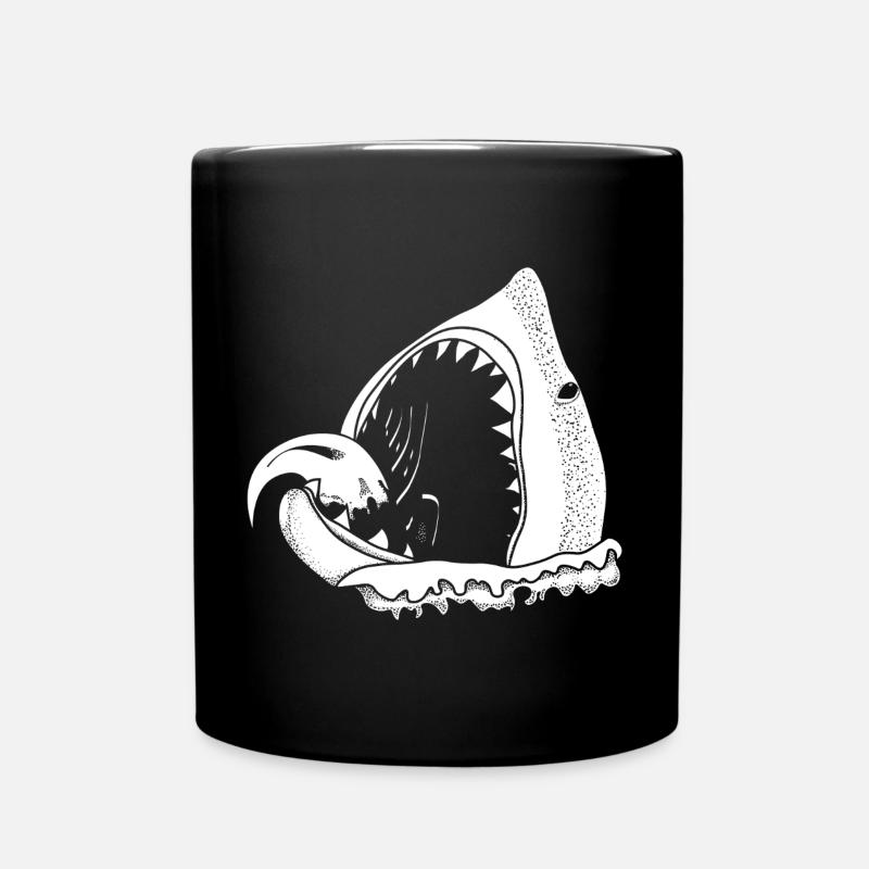 white shark - Tasse einfarbig - Schwarz