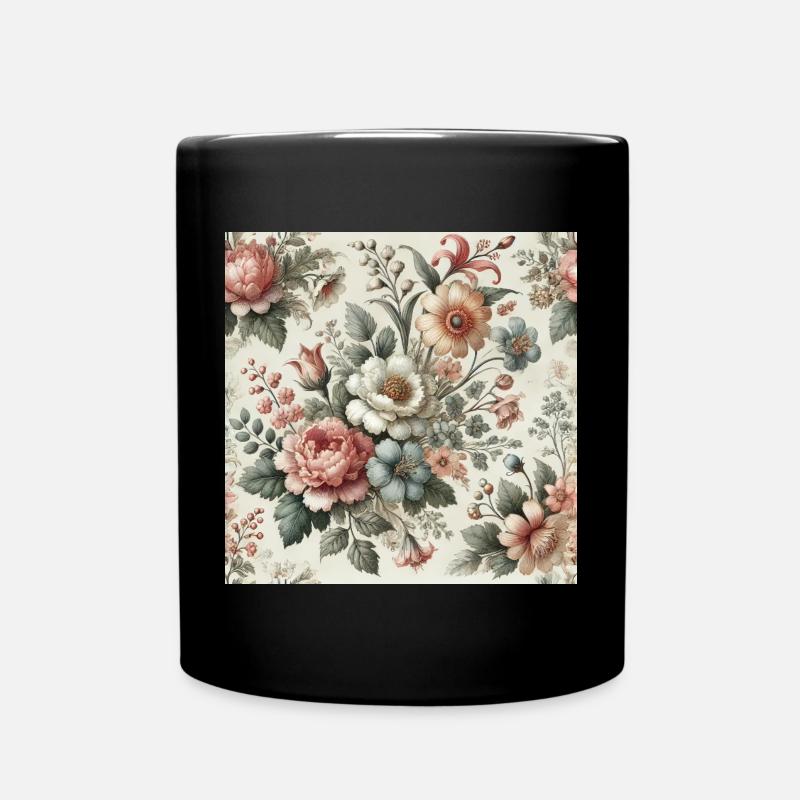 Vintager Blumengarten Ornament - Tasse einfarbig - Schwarz
