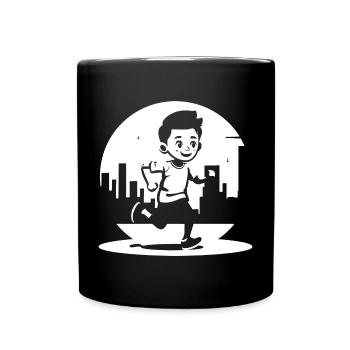 Marathon Junge - Tasse einfarbig - Schwarz - Vorne