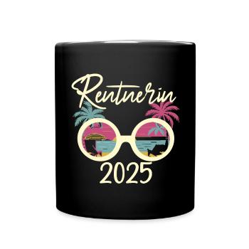 Tropischer Sommerurlaub 2025 Rentnerin - Tasse einfarbig - Schwarz - Vorne