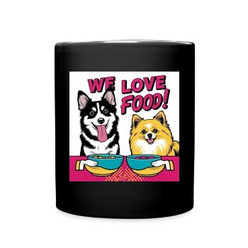 Comic Dogs - We Love Food - Tasse einfarbig - Schwarz - Vorne