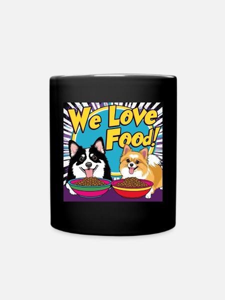 Comic Dogs - We Love Food - Full Colour Mug - black