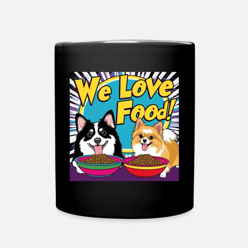Comic Dogs - We Love Food - Full Colour Mug - black