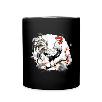 Chinesisches Sternzeichen Hahn - Tasse einfarbig - Schwarz - Vorne