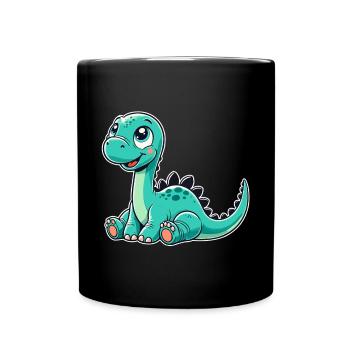 Apatosaurus Baby niedlich Dinobaby Dino Geschenk - Tasse einfarbig - Schwarz - Vorne