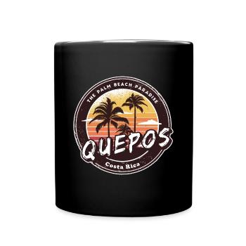 Quepos – Costa Rica Palm Trees Beach Design - Full Colour Mug - black - Front