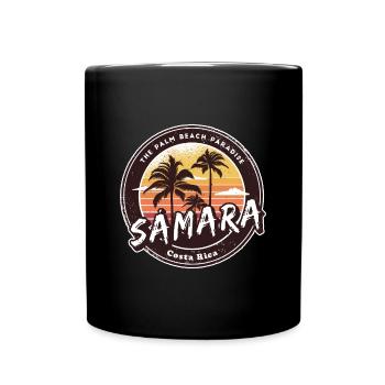 Samara – Costa Rica Palm Trees Beach Design - Full Colour Mug - black - Front