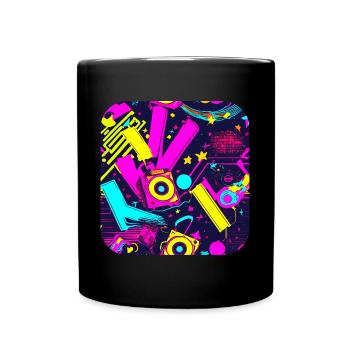 80er Neon Style Vintage Remix - Tasse einfarbig - Schwarz - Vorne