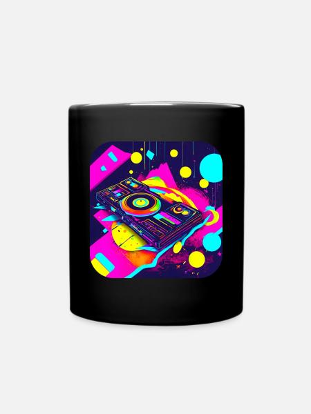 80er Party Vintage Mottoparty - Tasse einfarbig - Schwarz