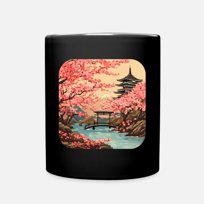 Tokyo Temple Cherry Blossom World Tour - Full Colour Mug - black