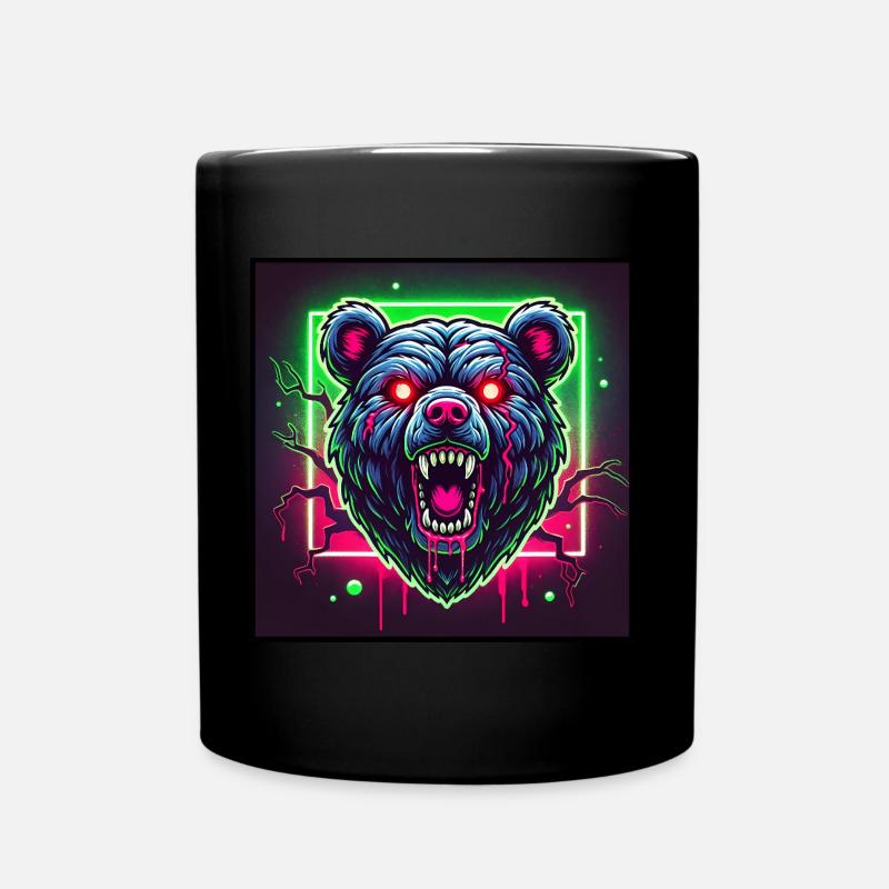 7D2D Inspired Neon Zombie Bear - Full Colour Mug - black