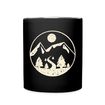 Mountain scene in circle - Full Colour Mug - black - Front