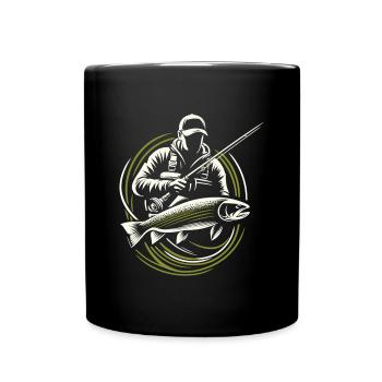 Angeln Angler Forelle Riesenfisch Geschenk - Tasse einfarbig - Schwarz - Vorne