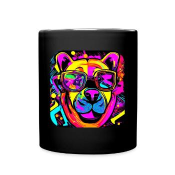 Enseigne au néon style ours - Mug uni - noir - Devant