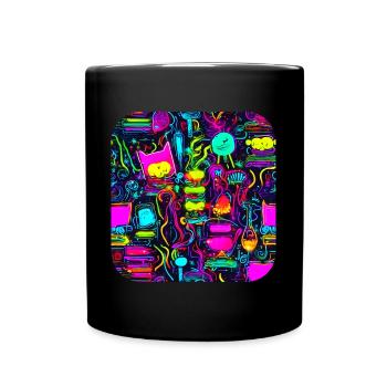 Neon Vintage Glow UV Style - Tasse einfarbig - Schwarz - Vorne
