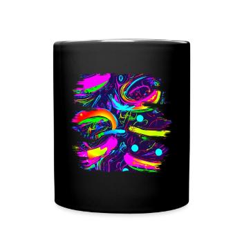 Neon Abstrakt Style Trend UV - Tasse einfarbig - Schwarz - Vorne