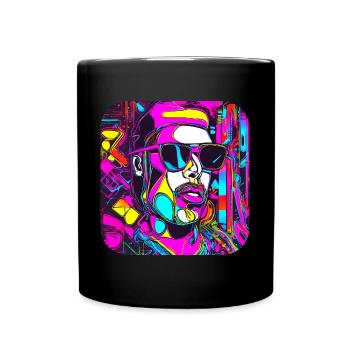 Neon Style UV Glow Party Trend - Tasse einfarbig - Schwarz - Vorne