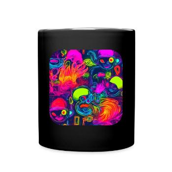 Neon DJ House Party Trend - Tasse einfarbig - Schwarz - Vorne