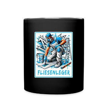 Fliesenleger Design - Tasse einfarbig - Schwarz - Vorne