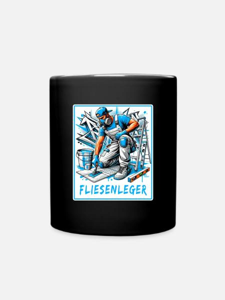 Fliesenleger Design - Tasse einfarbig - Schwarz