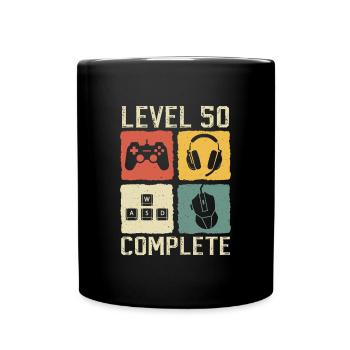 Level 50 Komplettes Gamer-Geschenk zum 50. Geburtstag - Tasse einfarbig - Schwarz - Vorne