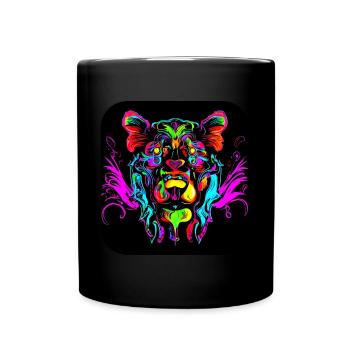 Neon Cyberglow UV Abstrakt Style - Tasse einfarbig - Schwarz - Vorne